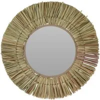 Spetebo Dekospiegel Wand Spiegel rund mit Gras Rahmen - Ø 41 cm (Packung, 1-St., mit Aufhängeöse), Hängespiegel Wanddeko Deko Spiegel