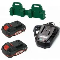 Parkside Starterset 2 x Akku 20 V 2.0 Ah PAP 20, Ladegerät, 2 Wandhalter Akku Starter-Set