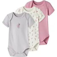 Name It Kurzarmbody NBFBODY 3P SS FLOWER NOOS (Packung, 3-tlg)