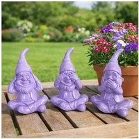 Online-Fuchs Gartenfigur für draußen - 3er Set lustige Gartenzwerge - Deko Figuren, 16 cm groß, (wetterfest, moderne knallige Farben), Geschenkidee für Frühling, Sommer und Herbst