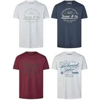 riverso T-Shirt Herren Printshirt RIVLeon Regular Fit (4-tlg) Kurzarm Tee Shirt mit Rundhalsausschnitt aus 100% Baumwolle