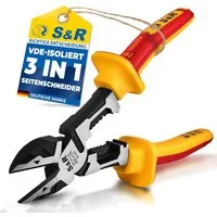 S&R Seitenschneider S&R Seitenschneider 220 mm VDE-isoliert – 60CrV-Stahl, gesenkgeschmiedet, hitze- & induktionsgehärtet