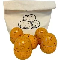 Tanner Spiellebensmittel Holzkartoffeln zum Schneiden im schönen Baumwollsäckchen