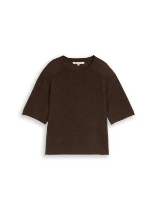 Denim Tom Tailor - Lightweight Strickpullover mit Alpaka-Anteil cool dark brown melange - Gr. - M