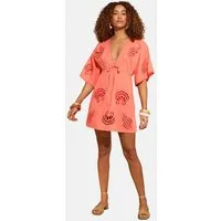 Love & Roses Strandkleid Love & Roses Mini-Kaftan mit Cutwork (1-tlg)