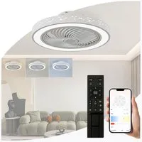 Jibenhome Deckenventilator Moderne Ventilatorbeleuchtung Dimmbar, 6 Windgeschwindigkeiten, Timer, 3 Farben mit Fernbedienung & APP, Sternförmiges Design