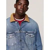 Tommy Jeans Jeansjacke RYAN TEDDY RGLR TRCKR DH6138 EXT besticktes Markenlogo am Saum