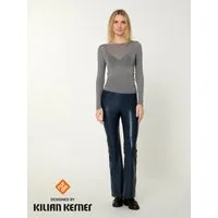 Nur Die Longsleeve NUR DIE X KILIAN KERNER Damen Langarmshirt Roundneck mit Kaschmir Wide-Neck-Ausschnitt - kombiniert perfekt Wärme, Weichheit und Stil