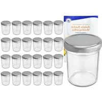 MamboCat Einmachglas 25er Set Sturzglas 230 ml HOCH To 66 silberner Deckel incl. Rezeptheft, Glas
