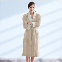 LOOKS by Wolfgang Joop Bademantel Doubleface, Langform, Baumwoll-Webfrottier, Schalkragen, Gürtel, mit Schalkragen, LOOKS by Wolfgang Joop "Made in Green"