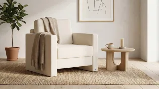 BRUNO Schlafsessel 70cm in Beige | praktische Größe | stabiles Massivholz & Boxspringkomfort