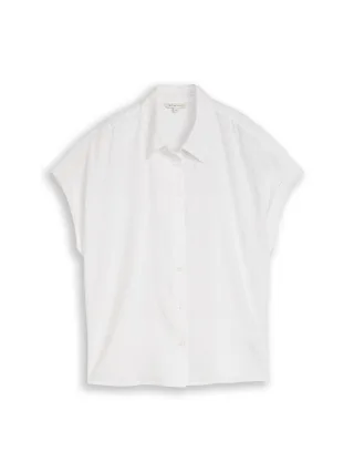 Tom Tailor - Loose Fit Bluse mit Leinenanteil white - Gr. - 36