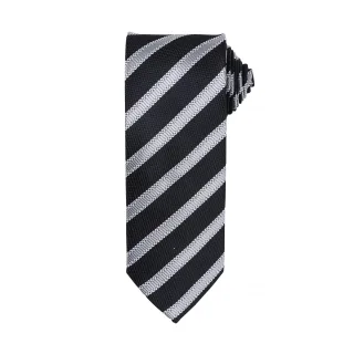 Premier Mens Waffle Stripe Formal Business Tie (Schwarz/Dunkelgrau)