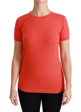 Dolce & Gabbana Rotes Crewneck Kurzarm T-Shirt aus Baumwolle