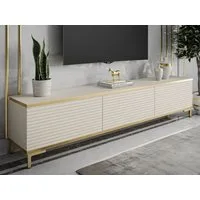ALLHOUSE24 TV-Schrank RIVERA geriffelte Fronten goldene Füße TV Unterschrank BERLIN Breite 175 cm