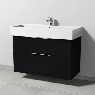 Sanipa 3way Waschtischunterbau zu Duravit Vero Air Waschtisch mit 2 Auszügen, Schwarz-Matt UF43508