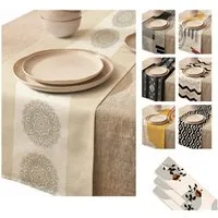 LIVINA HOME Tischläufer Premium Tischdecke abwaschbar, Tischband, moderne Leinenoptik Decke, Tischtuch, Gartentischdecke, Tafeltuch, Oster Deals Sale!