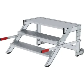 Munk Arbeitspodest fahrbar, Stufenbreite 1000 mm, Aluminium geriffelt - 050020