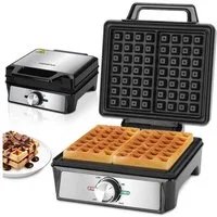 Aigostar Waffeleisen für 2 belgische Waffeln, Waffelautomat mit einstellbarer Temperatur, 1600 W, Waffelautomat mit einstellbarer Temperatur, LED-Anzeige