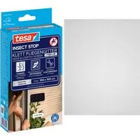 tesa Fliegengitter-Gewebe Klett Fliegengitter Premium für Fenster, Insektenschutz mit Klettband, (Packung, 1-St., Fliegennetz, Klettband, Andrück und Schneidehilfe), selbstklebende Insektenschutz - 100 cm x 100 cm