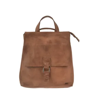 Rucksack-Tasche Damen 2in1 System Leder cognac 29x31x8cm | Bear Design. Multifunktionale Umhängetasche für Damen mit Rucksackfunktion und A4-Platz.