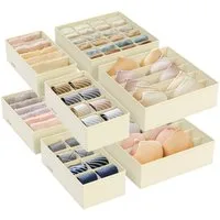 SONGMICS Aufbewahrungsbox Unterwäsche-Organizer, faltbar, Stoffboxen, für BHs Socken Krawatten (8 St), 8 Stück, Ordnungssystem Kleiderschrank, Aufbewahrungsbox Schrank