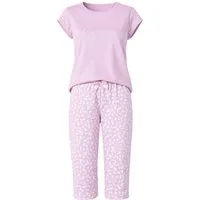 COOLISMO NIGHTWEAR Capri-Pyjama gemütlicher 3/4 Schlafanzug Damen (2 tlg) Altrosa mit Allover Hose & Shirt mit Motiv-Print