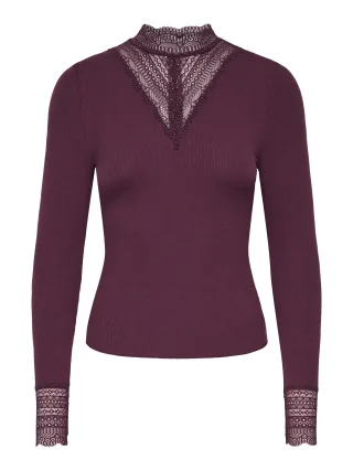 ONLY - ONLTILDE L/S HIGH NECK LACE TOP JRS NOOS Fig - Gr. - S