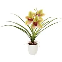 Kunstblume Orchidee, OTTO home, Höhe 32 cm, Mit Blätter im Topf aus Keramik Künstliche Blume Cymbidium-Orchidee