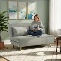 HOMCOM Schlafsofa Doppelschlafsofa mit 3-fach verstellbarer Rückenlehne und 2 Kissen, Polstersofa 1 Teile, für Wohnzimmer, Schlafzimmer, Hellgrau