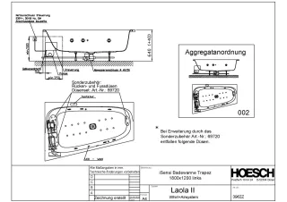 Hoesch Monolith Einbau Whirlwanne iSensi Trapez 1800x1200 links mit System Laola II 3962Z.010305002
