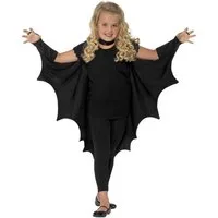 Smiffys Kostüm-Flügel Kinder Fledermaus Stoffflügel - Fasching Karneval, Fledermausflügel mit Ärmeln zum Reinschlüpfen