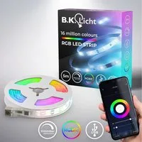 B.K.Licht LED-Streifen 5m Smart RGB-IC Flex-Band dimmbar 5,5W Farbwechsel - BKL1564, 150-flammig, Wifi RGB Stripe USB 5V Fernbedienung selbstklebend