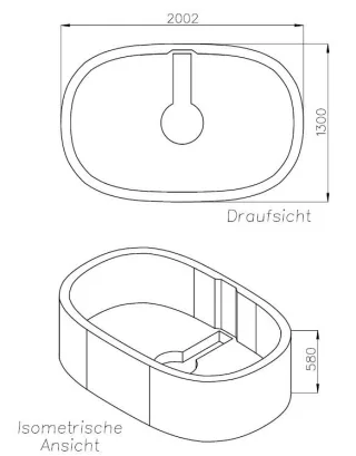 Neuesbad Wannenträger für Hoesch iSensi oval Mittelablauf 190x120 SW 16212A