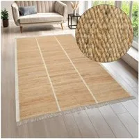 LeGer Home by Lena Gercke Teppich Lenia, handgewebt, Jute, rechteckig, Höhe: 10 mm, mit Fransen, Teppich, Wohnzimmer, Schlafzimmer, Esszimmer