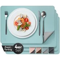 Loco Bird Platzset aus Kunstleder, 4er Set Zweifarbig, 43x30cm Lederoptik -, abwischbare Platzdeckchen Kunstleder
