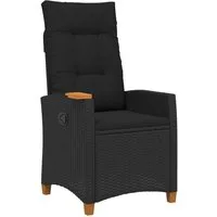 vidaXL Gartenstuhl Liegestuhl mit Teeteller Schwarz Poly-Rattan (1 St)