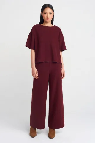 Damen Hohe Taille Weite Strickhose