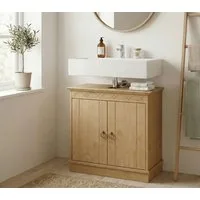 OTTO home Waschbeckenunterschrank Indra, Badschrank, Badmöbel, Badezimmerschrank (B/T/H: 64/32/66 cm) aus massiver Kiefer, 2 Türen, FSC®-zertifiziert