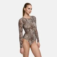 cfab (creamy fabrics) Body Crew Neck Longsleeve Bodysuit-Leopard-3XL (1-tlg)