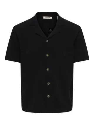 ONLY&SONS - ONSJAM LIFE REG SS SHIRT KNIT Black - Gr. - L