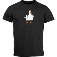 MoonWorks Print-Shirt Herren T-Shirt Bedruckt Printshirt Möve Mittelfinger Frontprint F*CK mit Print