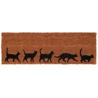esschert design Fußmatte, Rechteckig, Höhe: 1.8 mm, Höhe: 1.8cm, Farbe: Naturfarben, Motiv: Katze