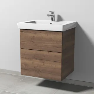 Sanipa 3way Waschtischunterbau zu Villeroy & Boch Subway 2.0 Waschtisch mit 2 Auszügen, Eiche-Tabak SM61250