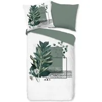 PURE luxury collection Wendebettwäsche Green Boho, Microfaser, 2 teilig, Mikrofaser, Pflegeleicht, Weich, Reißverschluss, Wendeoptik, Boho