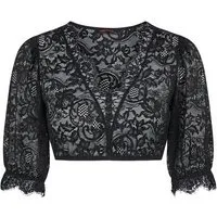 Nina Von C. Dirndlbluse Dirndl-Bluse halbarm Celine (Stück, 1-tlg) geschwungener V-Ausschnitt, elegante Puff-Ärmel