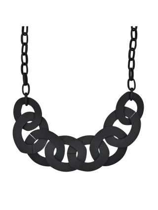 Steuer Modeschmuck Collierkette Metallcollier schwarz matt
