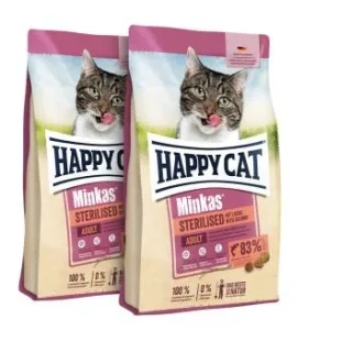 HAPPY CAT Minkas Trockenfutter Katze, Adult, Sterilised, Lachs 2x4 kg