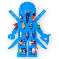 moin minis Wandregal moin minis Ninja Blau Kinderzimmer Regal für 18 Minifiguren