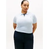 Tommy Hilfiger Curve Polokragenpullover CRV CO CABLE FINE GG POLO S/S in großen Größen, mit Zopfmuster
